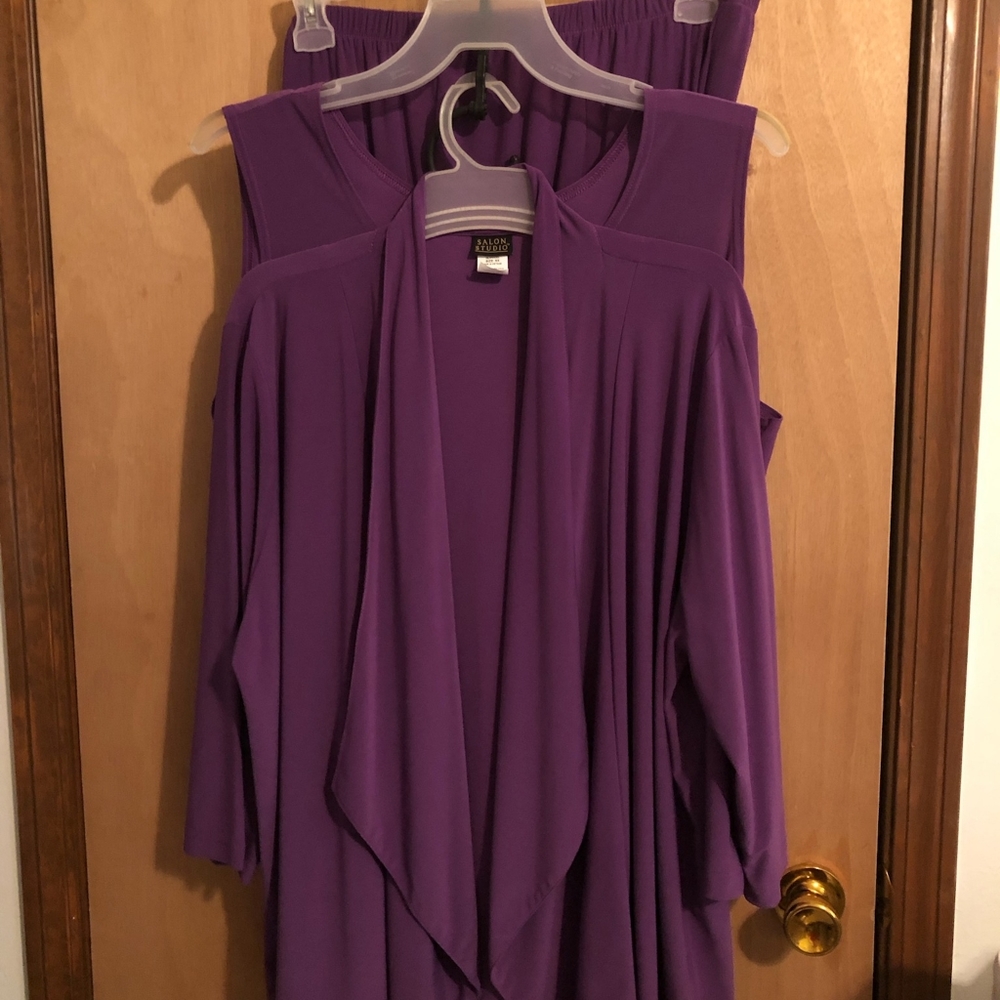 3piece purple pants set by salon studio